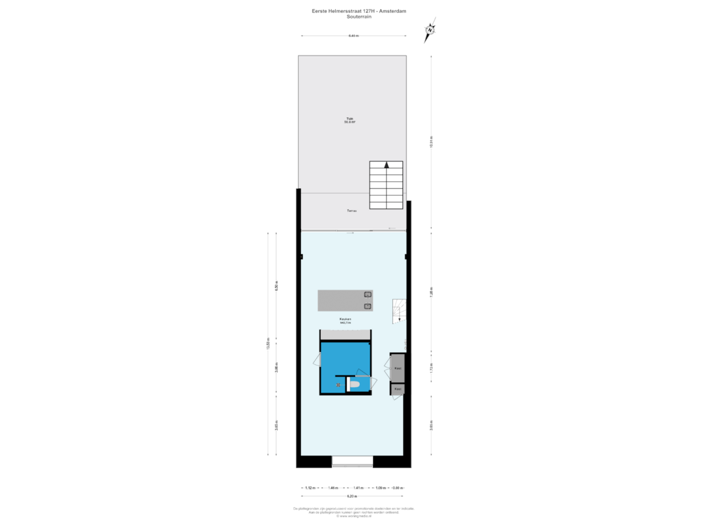 View floorplan of Souterrain of Eerste Helmersstraat 127-H