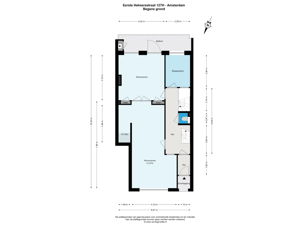 View floorplan of Begane grond of Eerste Helmersstraat 127-H