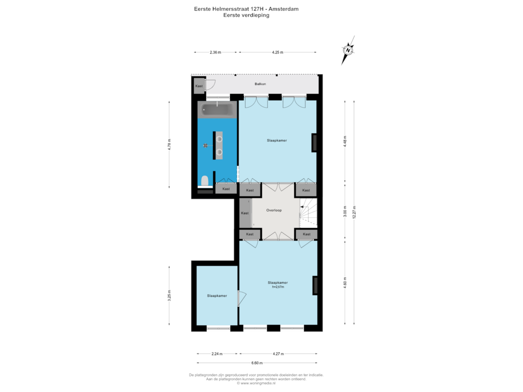 View floorplan of Eerste verdieping of Eerste Helmersstraat 127-H