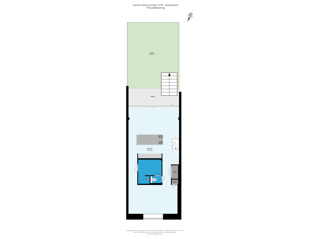 View floorplan of Perceeltekening of Eerste Helmersstraat 127-H