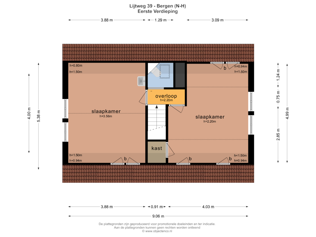 View floorplan of EERSTE VERDIEPING of Lijtweg 39