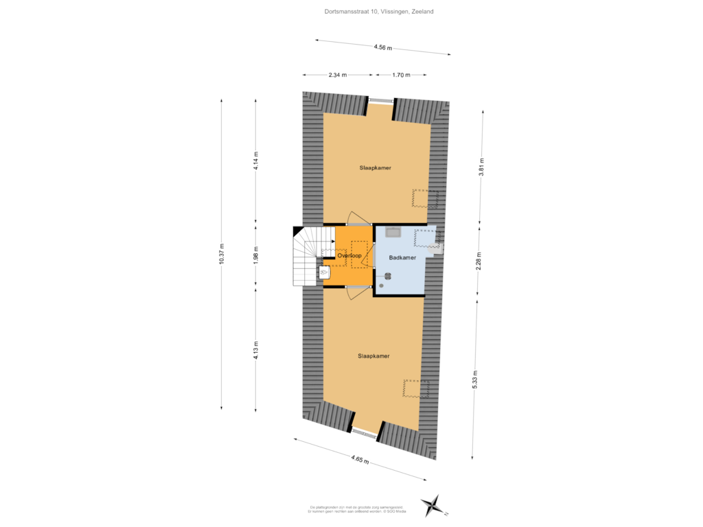 View floorplan of 2e Verdieping of Dortsmansstraat 10