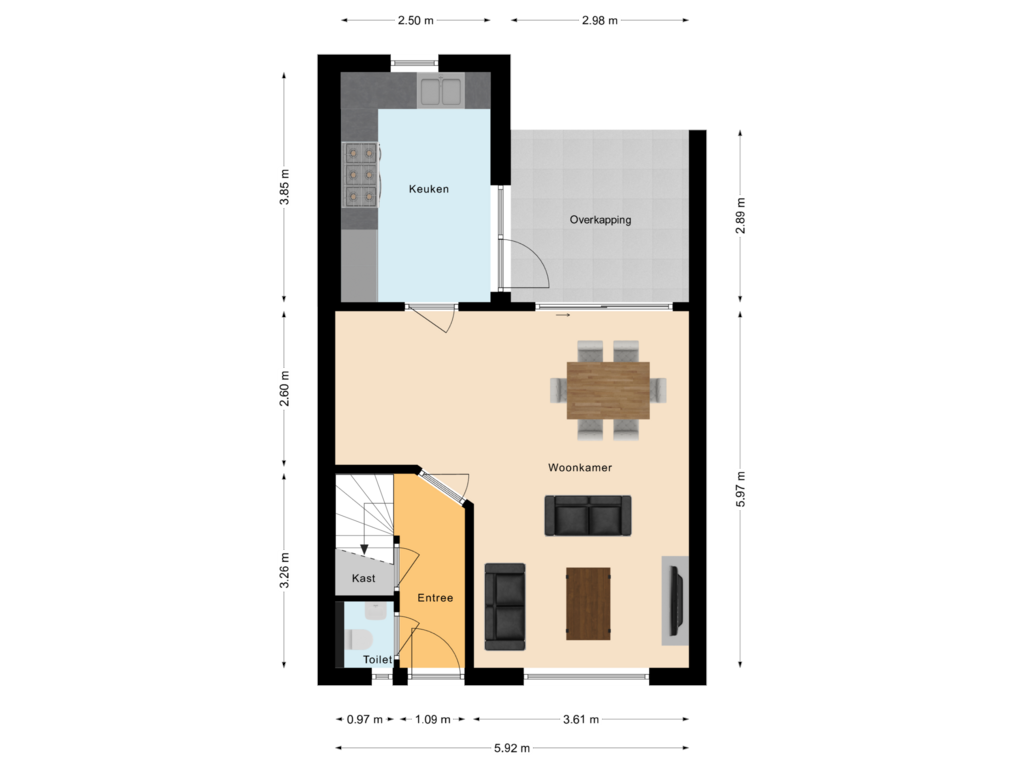 View floorplan of Begane grond of W.H. Bollaertstraat 6