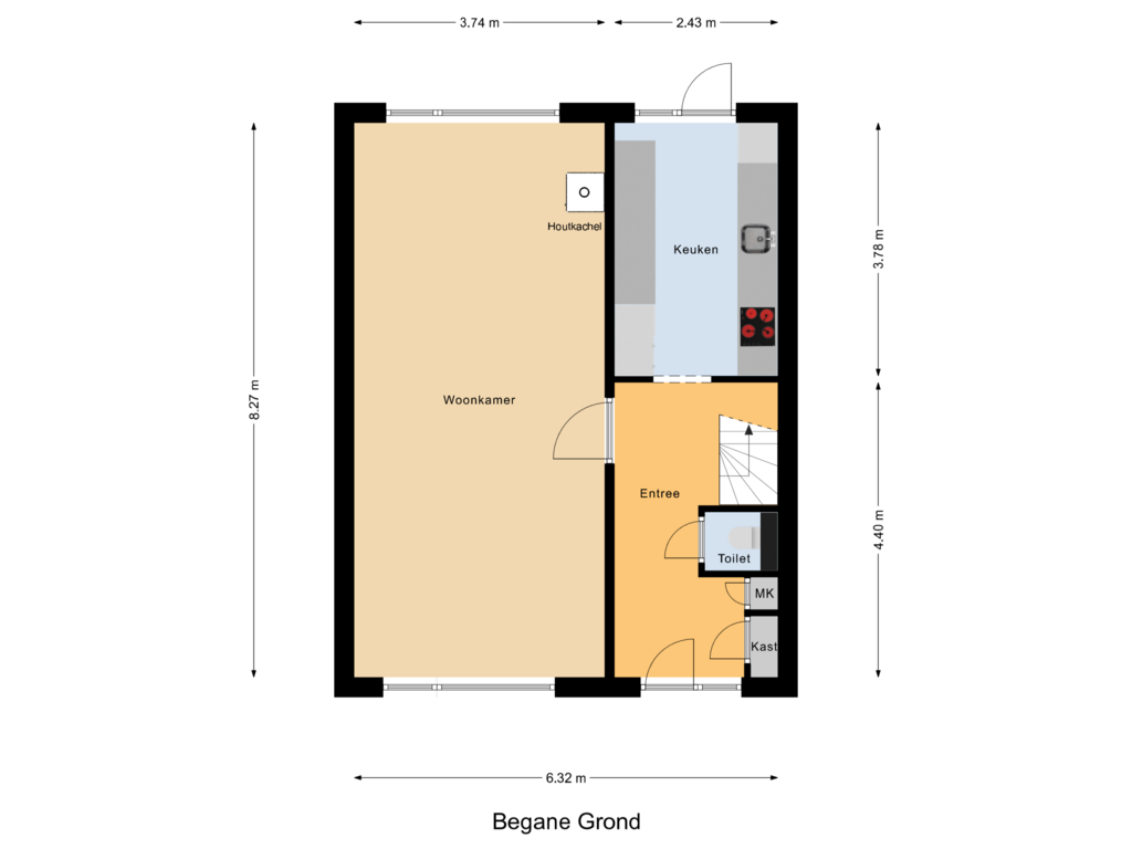 Bekijk plattegrond van Begane Grond van Loevestein 32