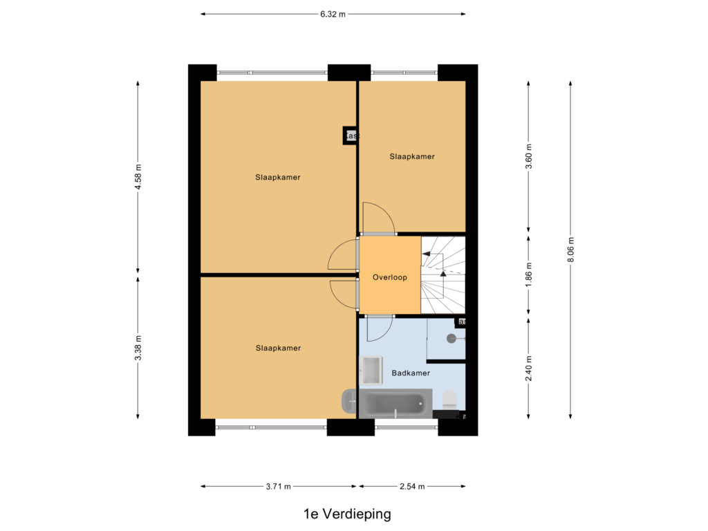 Bekijk plattegrond van 1e Verdieping van Loevestein 32