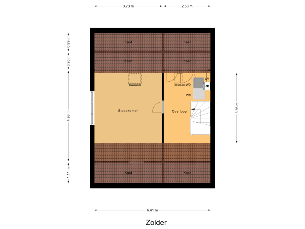 Bekijk plattegrond van Zolder van Loevestein 32