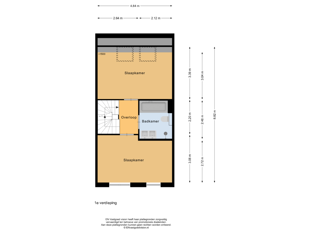 View floorplan of 1e verdieping of Van Lijnden van Hemmenstraat 41