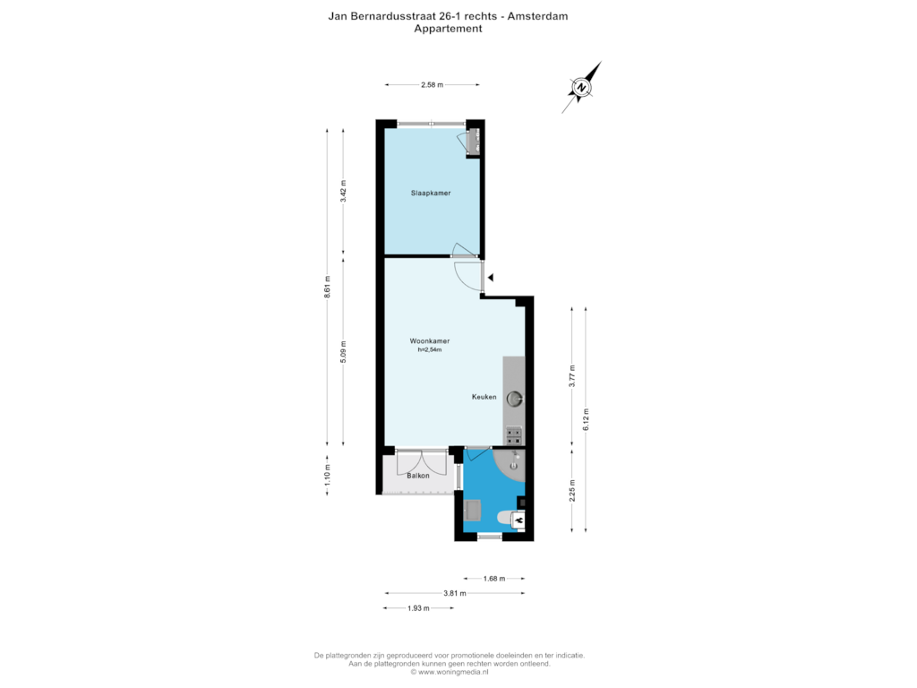 View floorplan of Appartement of Jan Bernardusstraat 26-1R