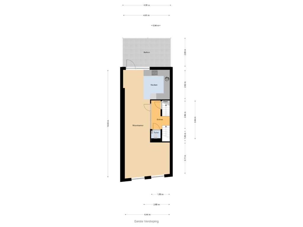 View floorplan of Eerste Verdieping of Wilhelminastraat 60