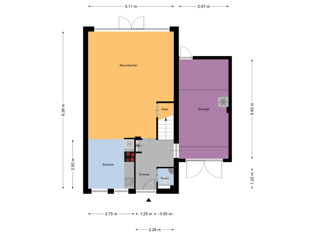 View floorplan of Begane Grond of Klokkeweid 22