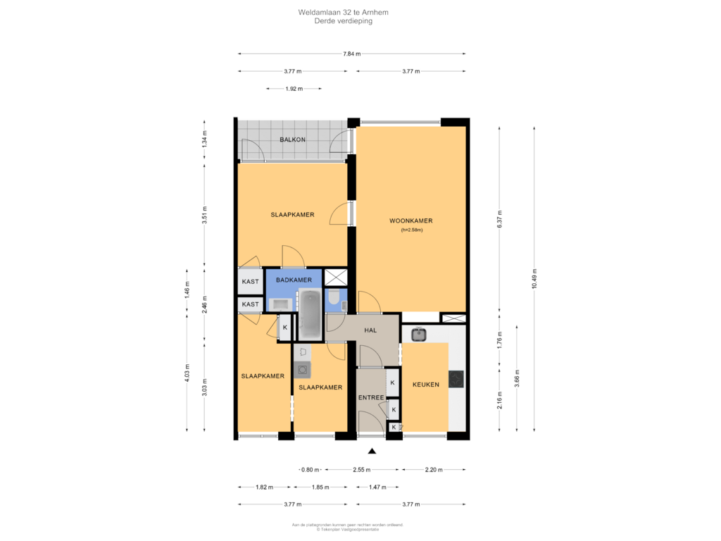 Bekijk plattegrond van Derde verdieping van Weldamlaan 32