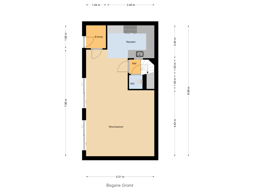 Bekijk plattegrond van Begane Grond van Finnjolstraat 22