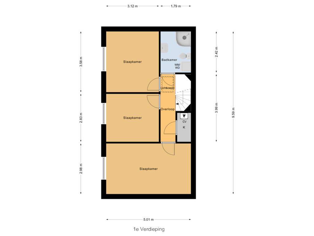 Bekijk plattegrond van 1e Verdieping van Finnjolstraat 22