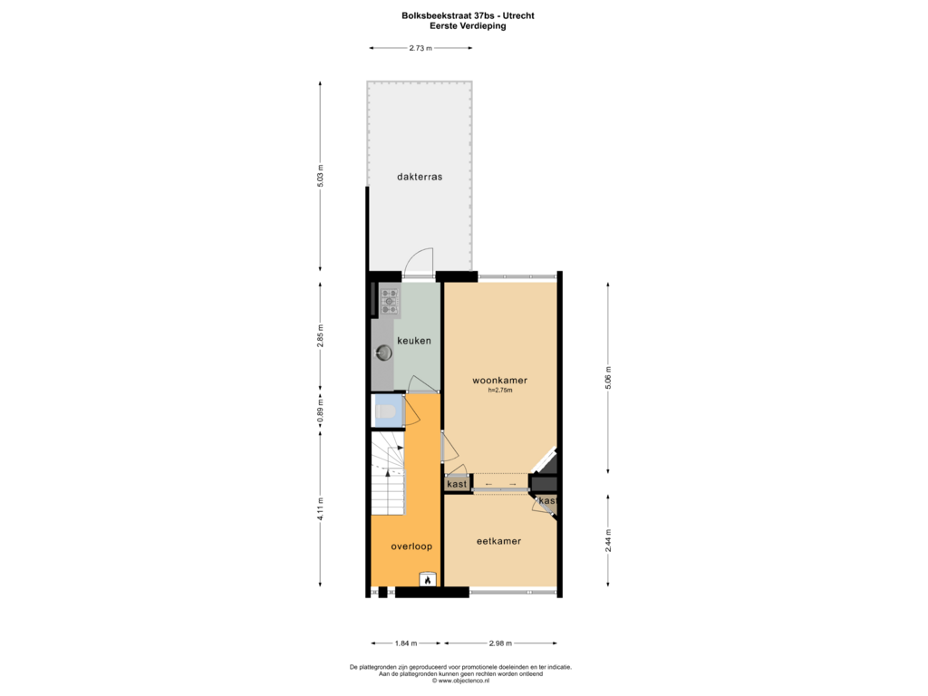 Bekijk plattegrond van EERSTE VERDIEPING van Bolksbeekstraat 37-BS