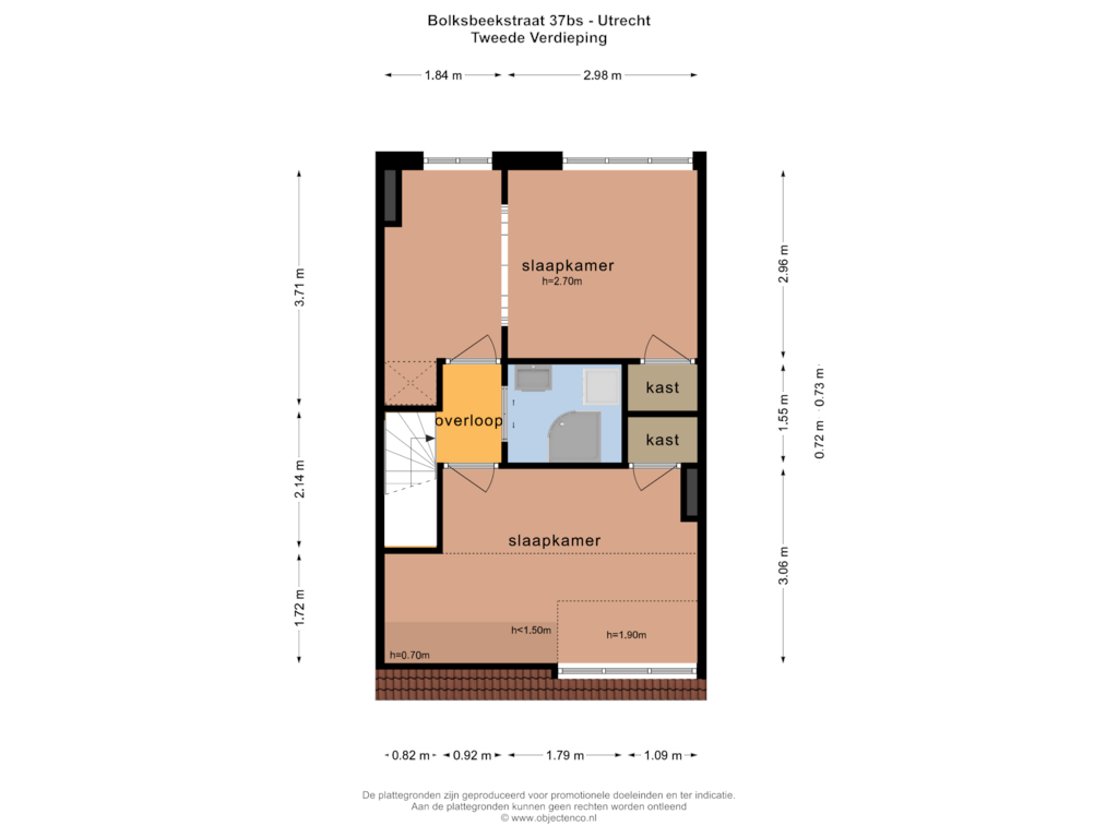 Bekijk plattegrond van TWEEDE VERDIEPIG van Bolksbeekstraat 37-BS