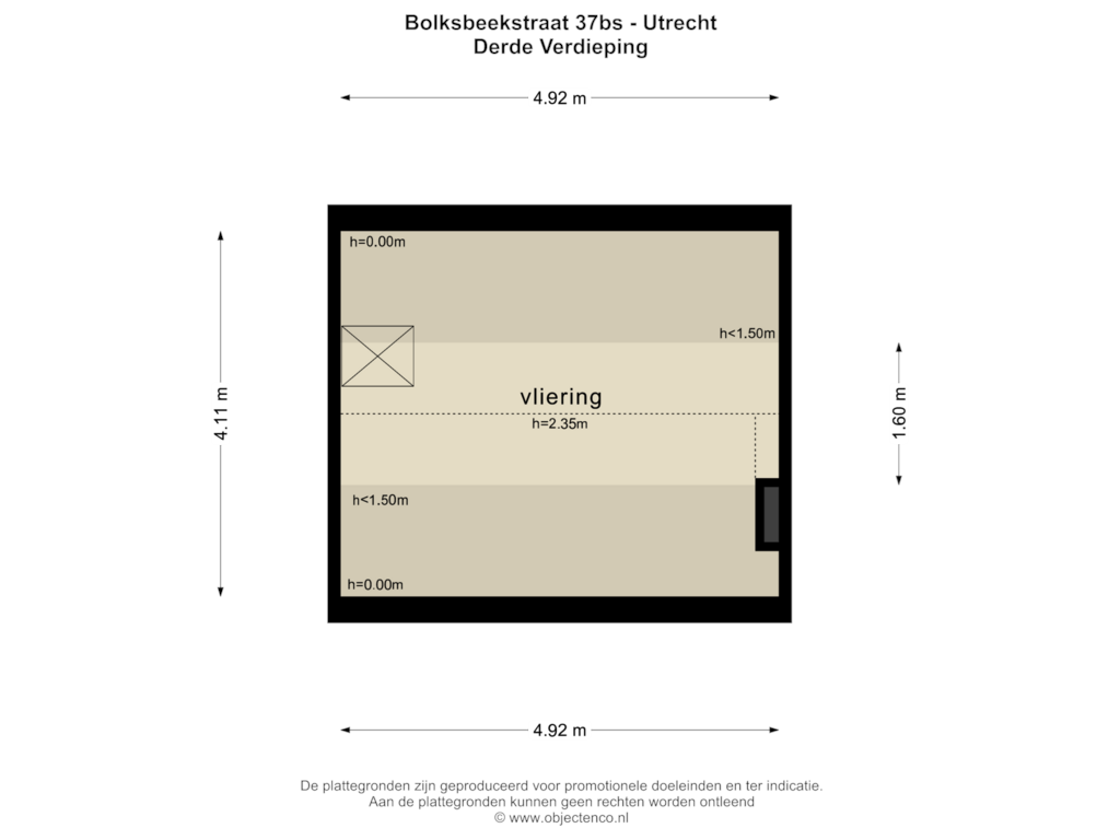 Bekijk plattegrond van DERDE VERDIEPING van Bolksbeekstraat 37-BS