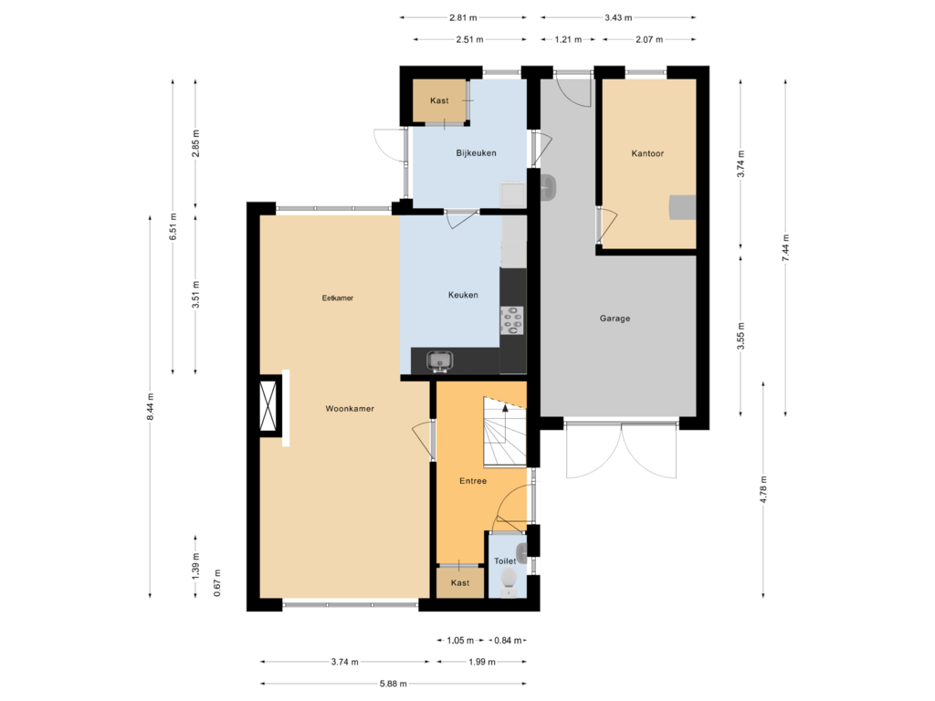 Bekijk plattegrond van Begane grond van Oosthof 15