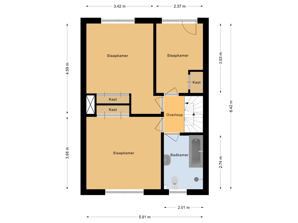 Bekijk plattegrond van Eerste verdieping van Oosthof 15