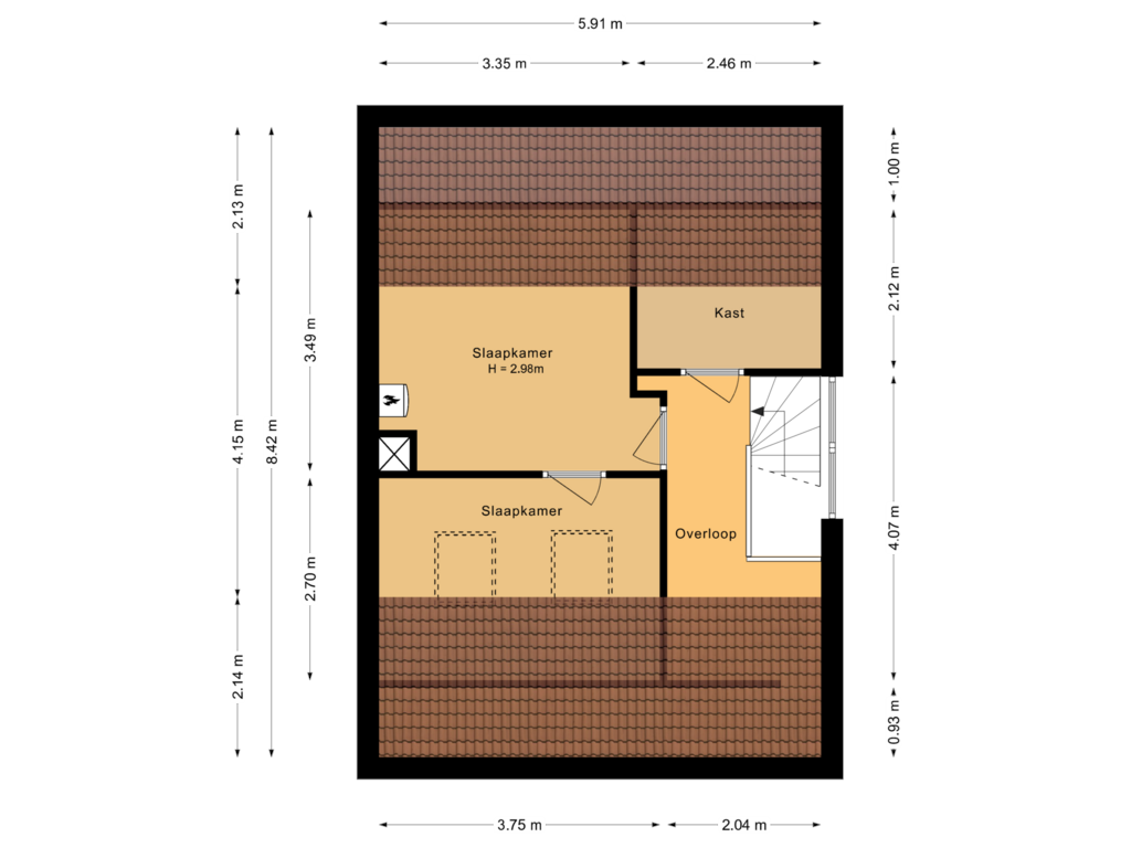 Bekijk plattegrond van Tweede verdieping van Oosthof 15