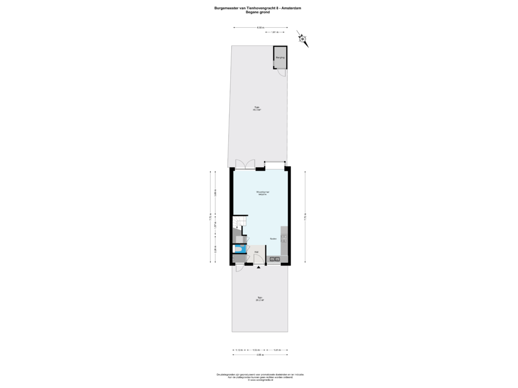 Bekijk plattegrond van Begane grond van Burgemeester Van Tienhovengracht 8