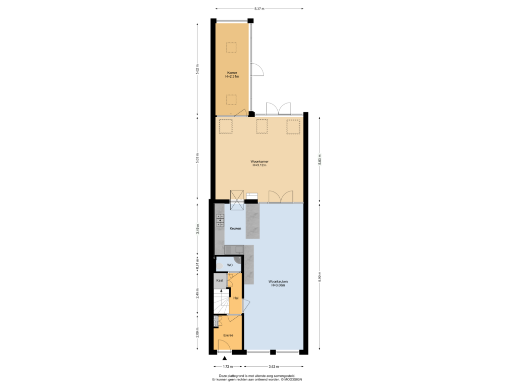 Bekijk plattegrond van Begane Grond van Duvenvoordestraat 20