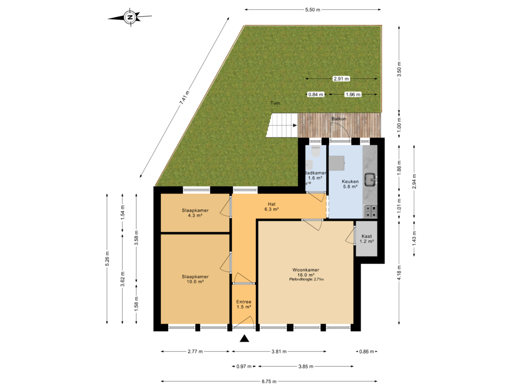 View floorplan of Begane grond tuin of Halleystraat 5-A