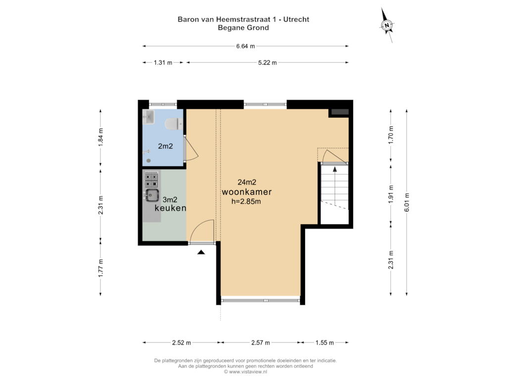 View floorplan of BEGANE GROND of Baron van Heemstrastraat 1