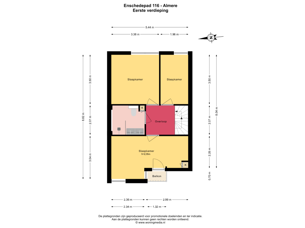 View floorplan of Eerste verdieping of Enschedepad 116