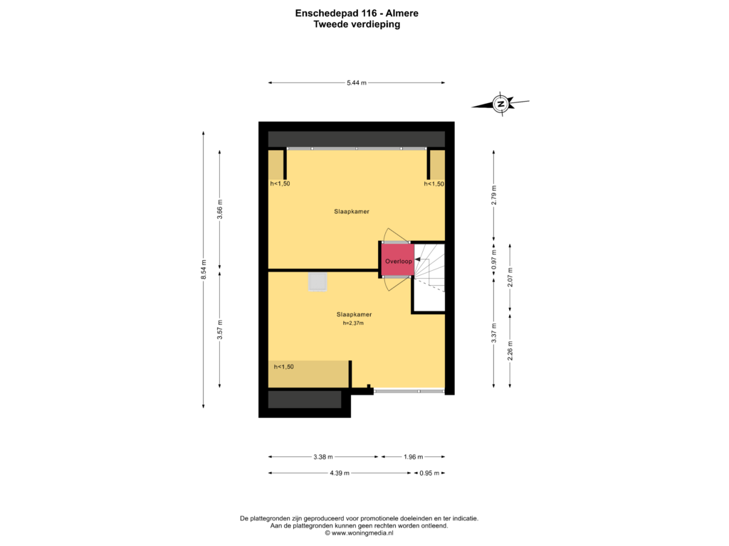 View floorplan of Tweede verdieping of Enschedepad 116