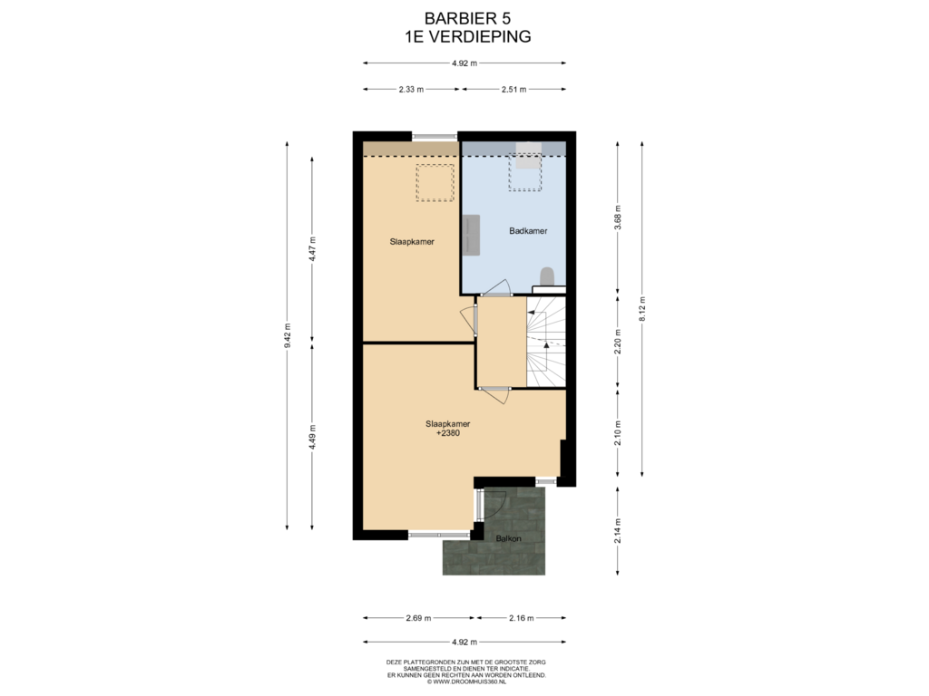 Bekijk plattegrond van 1E Verdieping van Barbier 5