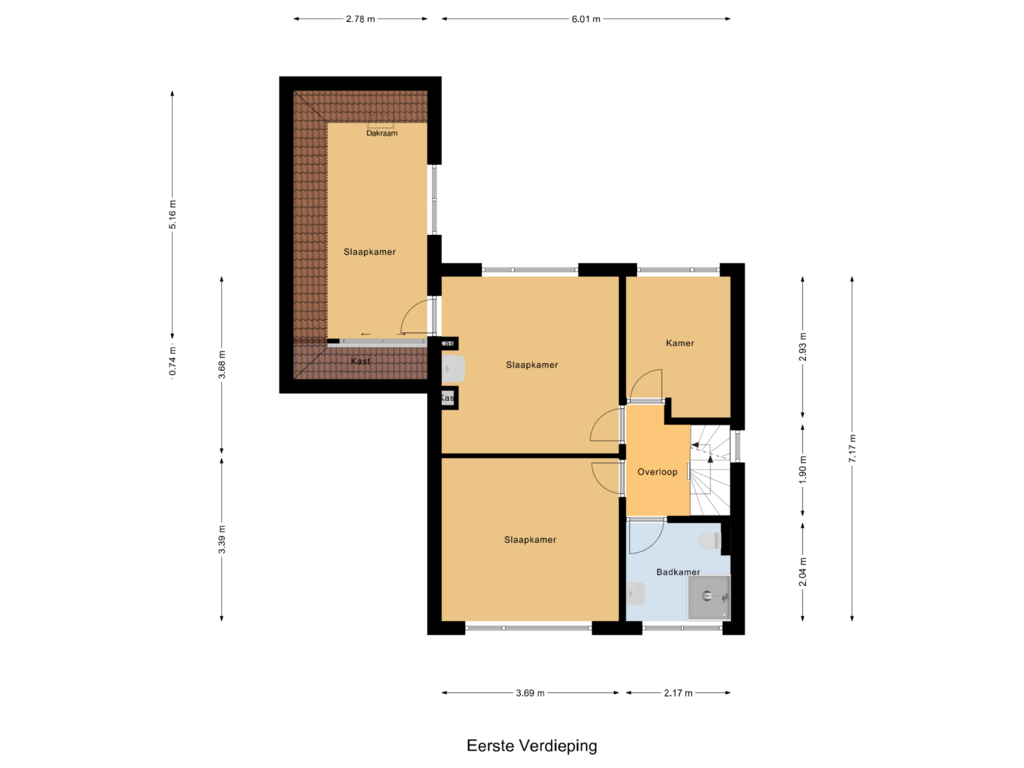 Bekijk plattegrond van Eerste Verdieping van Tulpstraat 12