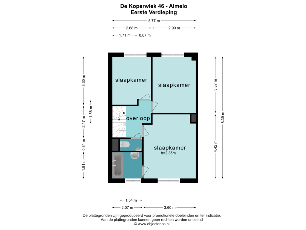 View floorplan of EERSTE VERDIEPING of De Koperwiek 46