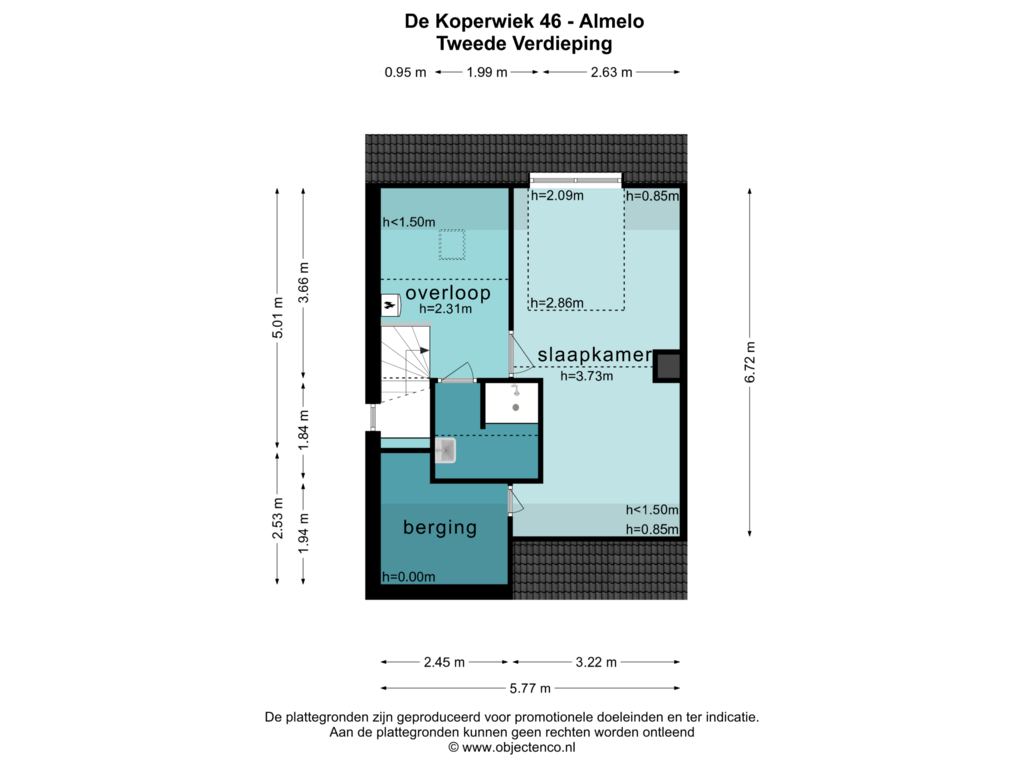 View floorplan of TWEEDE VERDIEPING of De Koperwiek 46