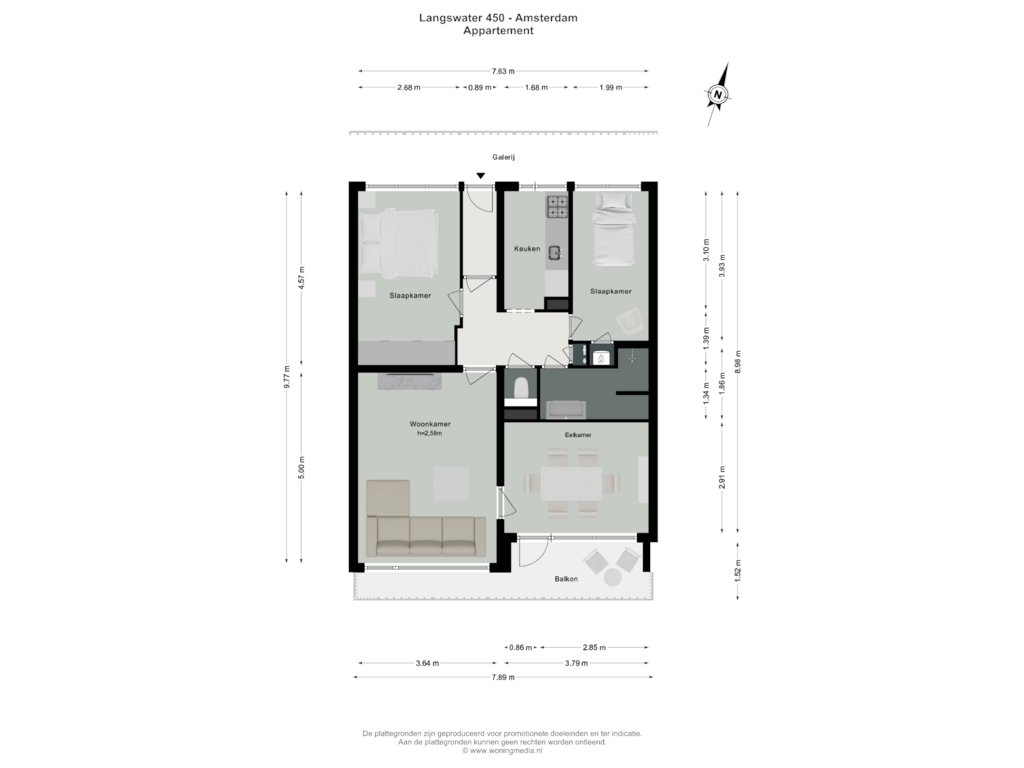 Bekijk plattegrond van Appartement van Langswater 450