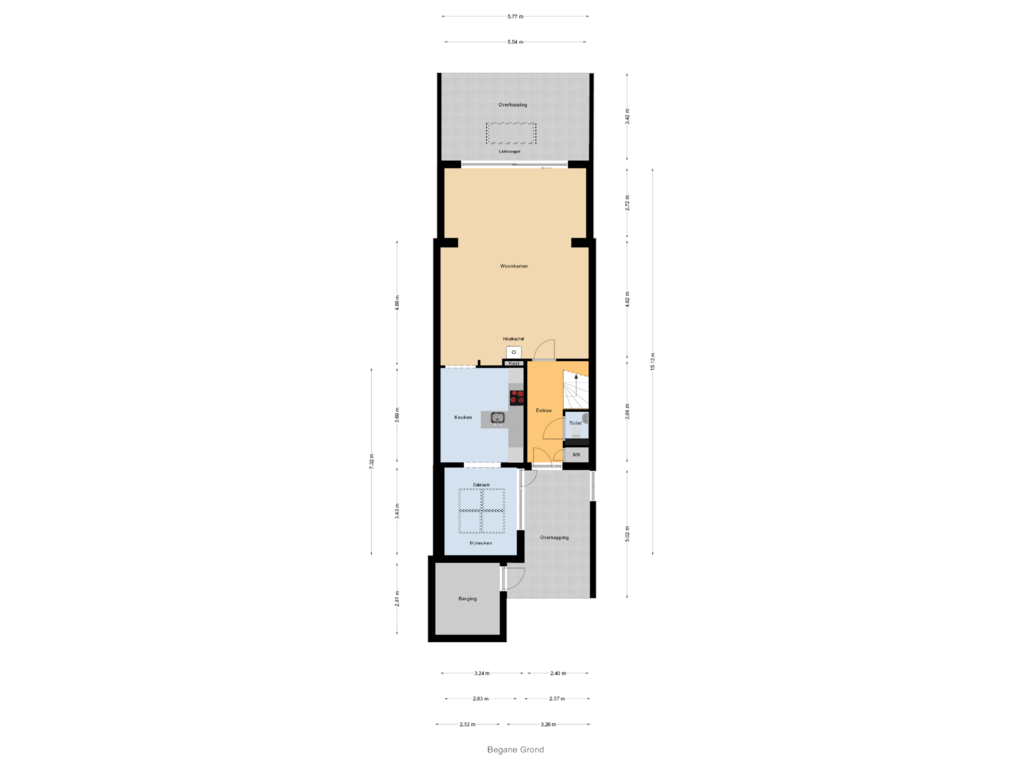 Bekijk plattegrond van Begane Grond van De Zoom 13