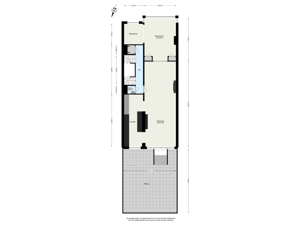 Bekijk plattegrond van Verdieping 1 van Nieuwe Binnenweg 257-A