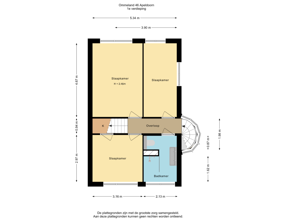 Bekijk plattegrond van 1e verdieping van Ommeland 46