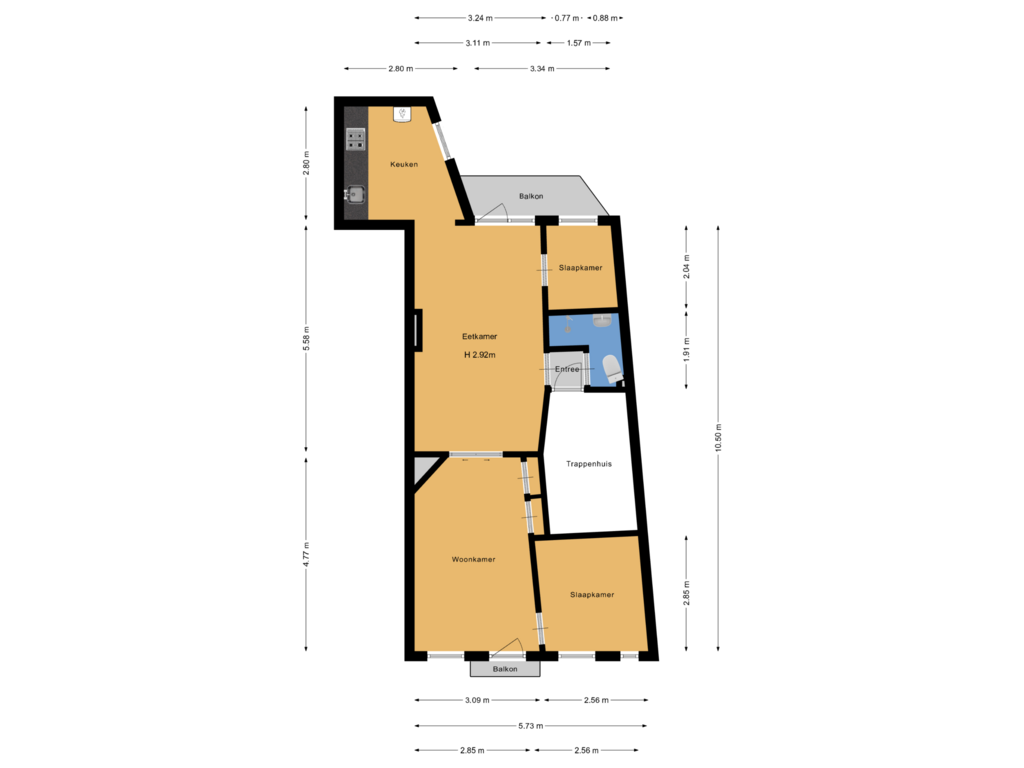 Bekijk plattegrond van Etage van Krugerplein 2-1