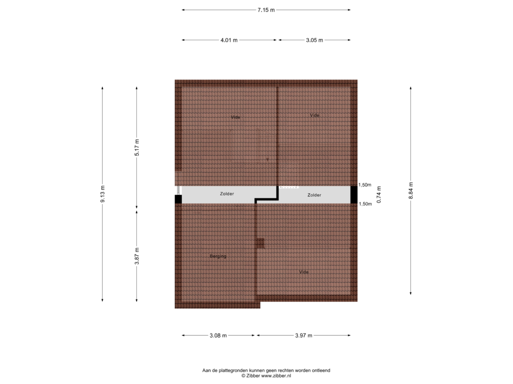 View floorplan of Zolder of Paulus Potterstraat 38