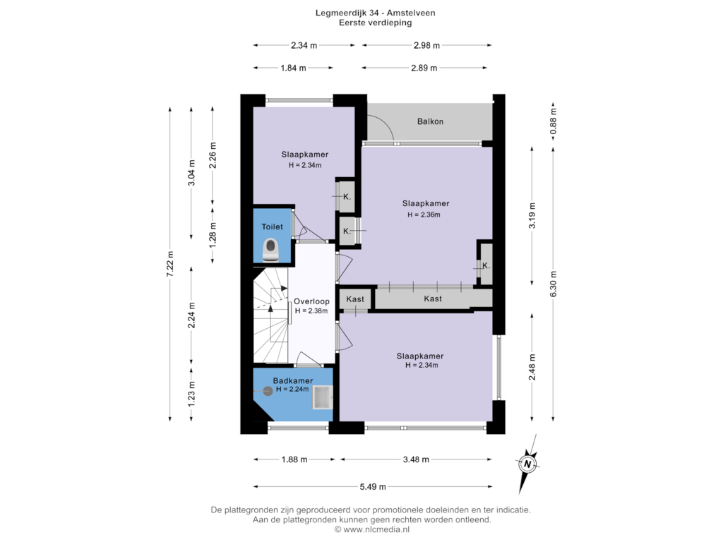 View floorplan of Eerste verdieping of Legmeerdijk 34