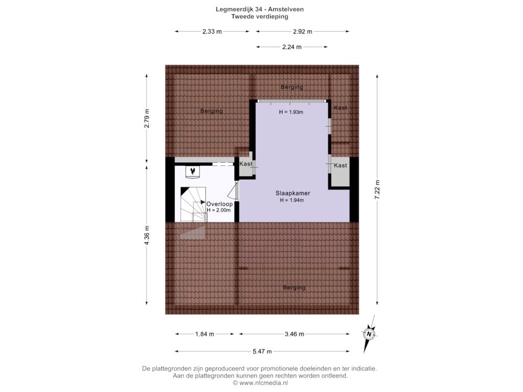 View floorplan of Tweede verdieping of Legmeerdijk 34