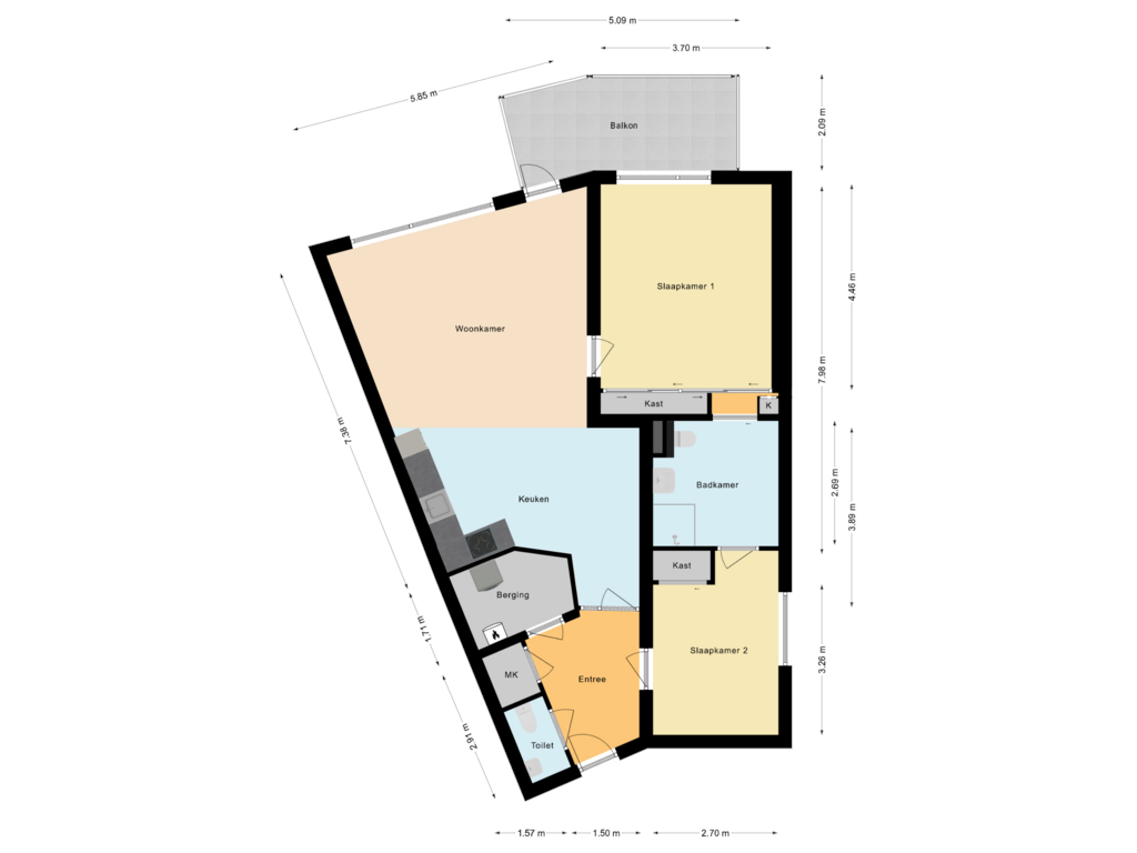 Bekijk plattegrond van Appartement van Elisabethtuinen 21