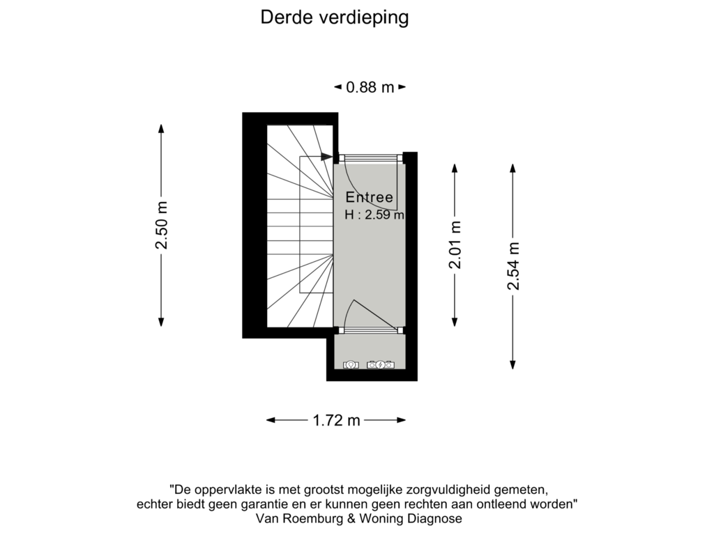 View floorplan of Derde verdieping of Sarphatistraat 93-4