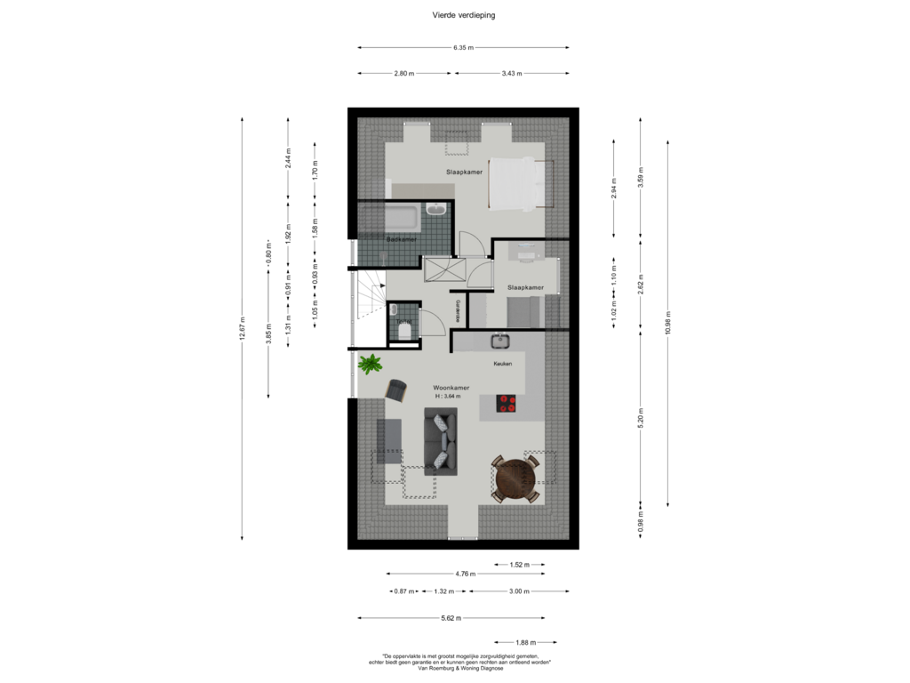 View floorplan of Vierde verdieping of Sarphatistraat 93-4