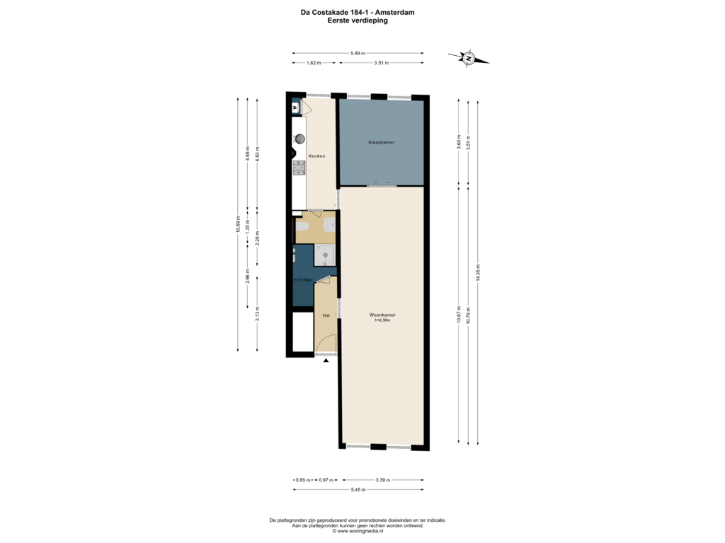 Bekijk plattegrond van 1e_verd van Da Costakade 184-1