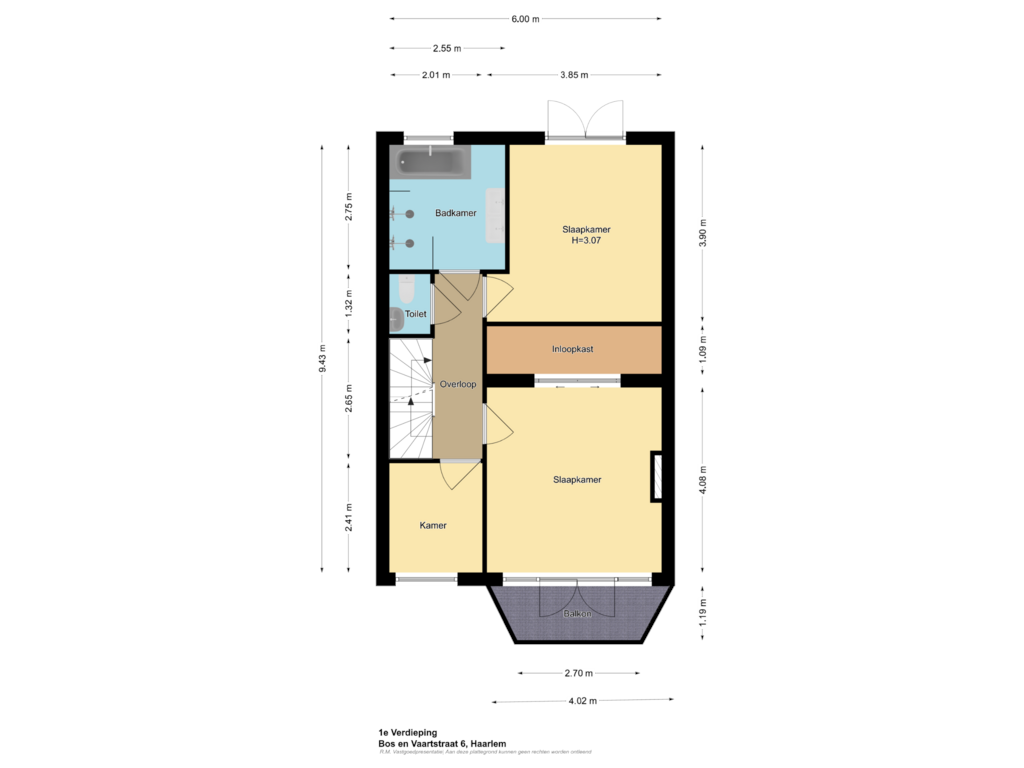 View floorplan of 1e Verdieping of Bos en Vaartstraat 6