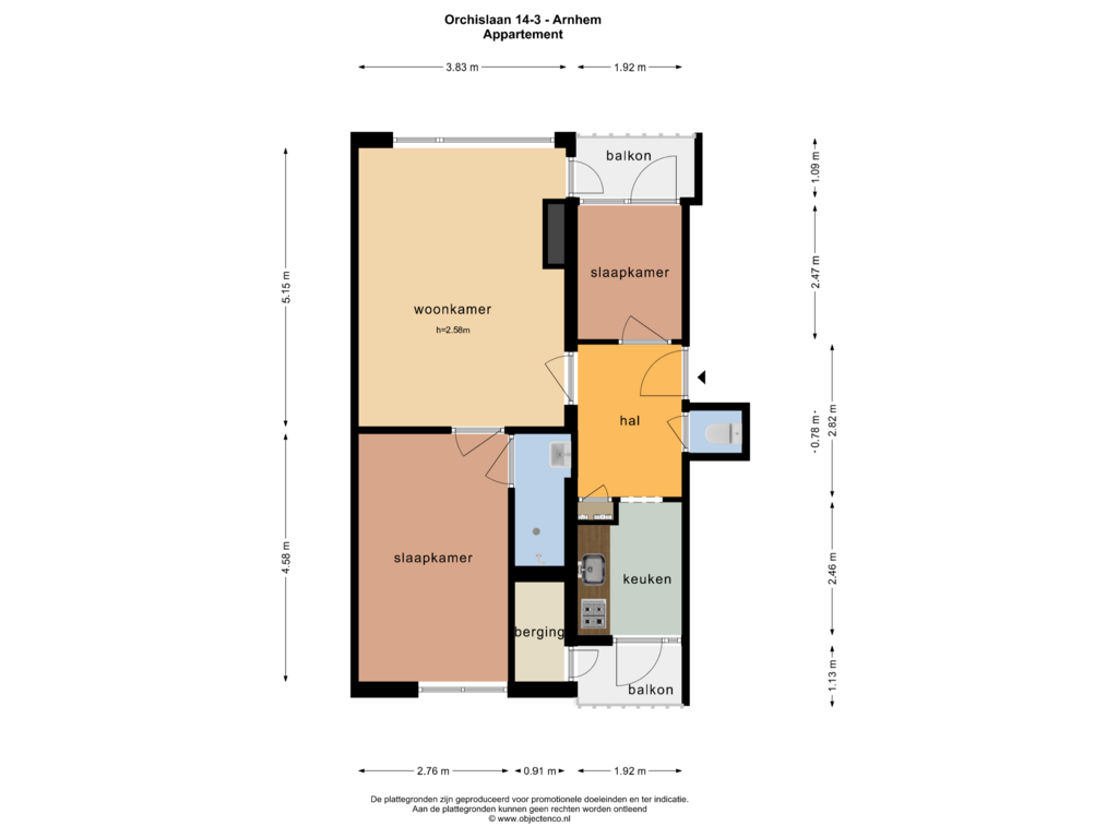 Bekijk plattegrond van APPARTEMENT van Orchislaan 14-3