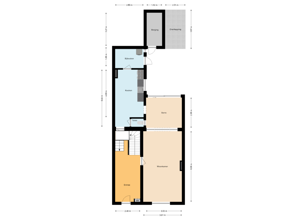 Bekijk plattegrond van Begane grond van Wolfstraat 3