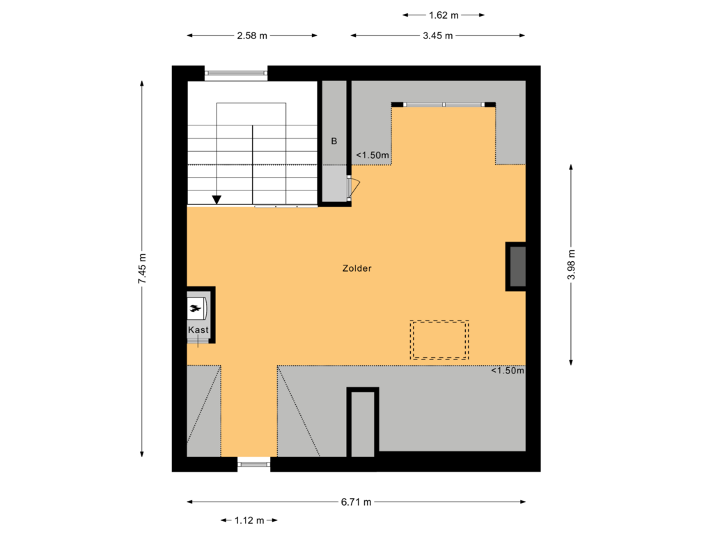 Bekijk plattegrond van Tweede verdieping van Wolfstraat 3