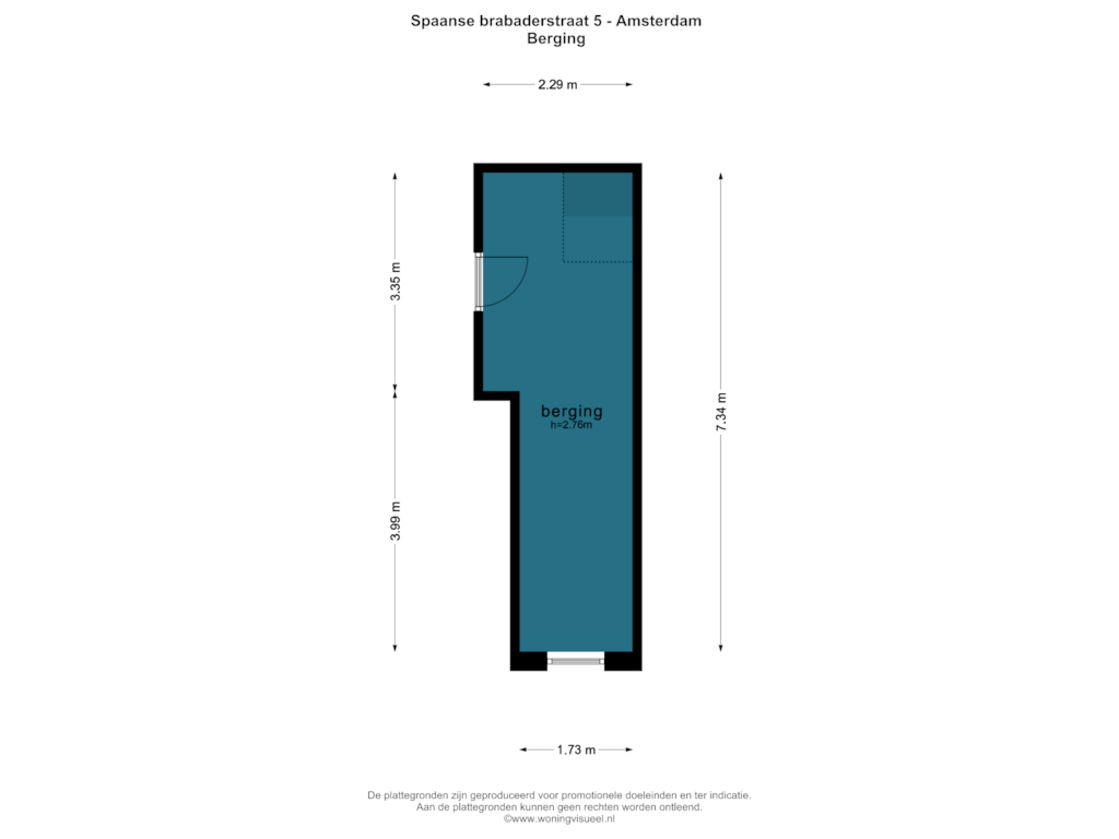 Bekijk plattegrond van Berging van Spaanse Brabanderstraat 5